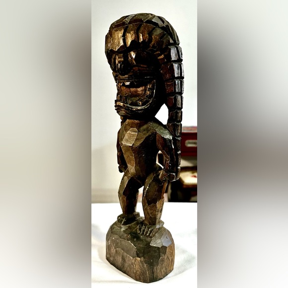 Vintage Hand Carved Wood Hawaiian Tiki God Figure Kuka 'ilimoku King Kamehameha - Picture 10 of 13